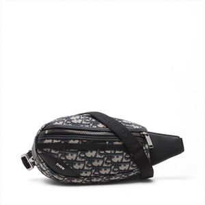Dior Oblique Canvas Leather Body Belt Crossbody Bag Navy Blue